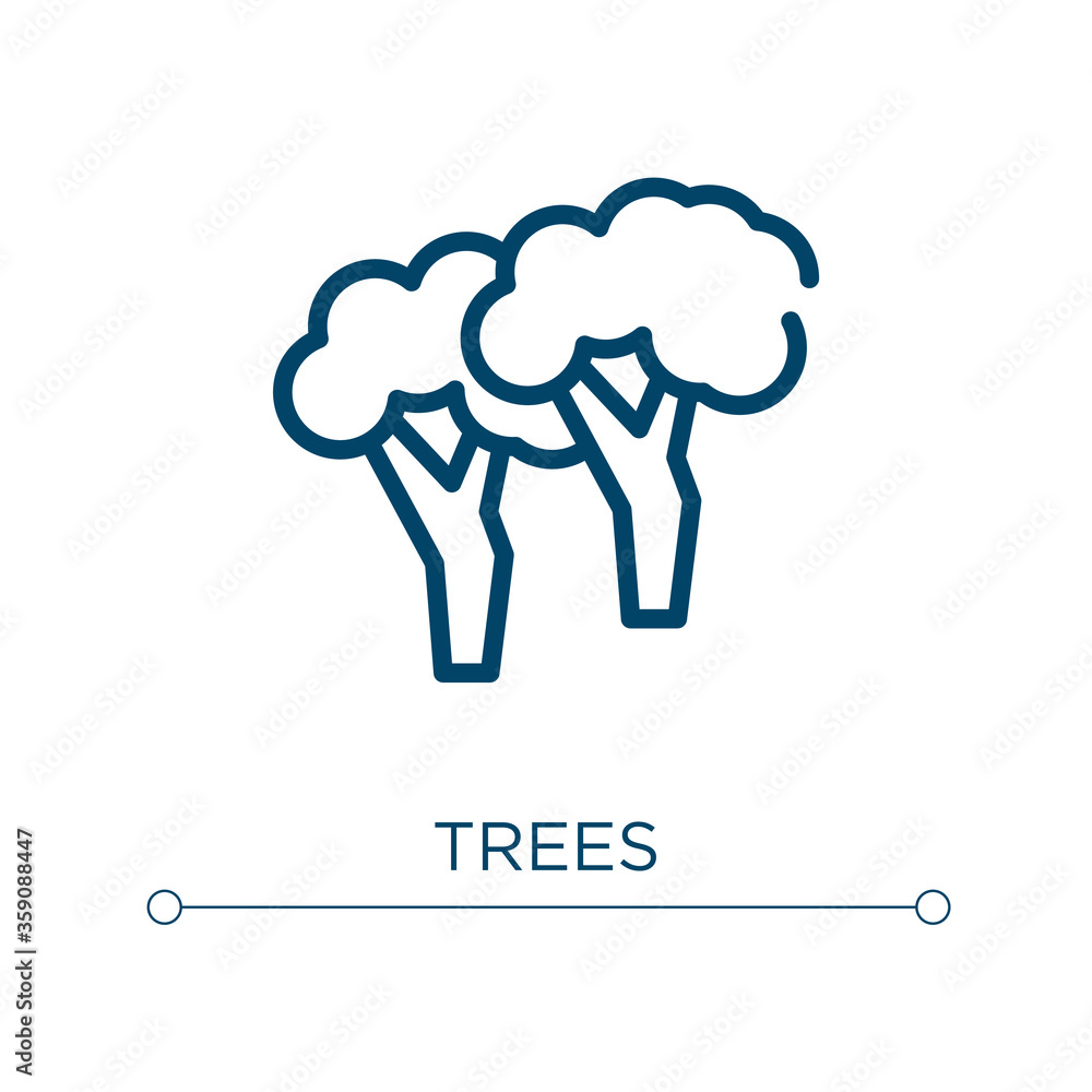 Poster trees icon. linear vector illustration. outline trees icon vector. thin line symbol for use on web a