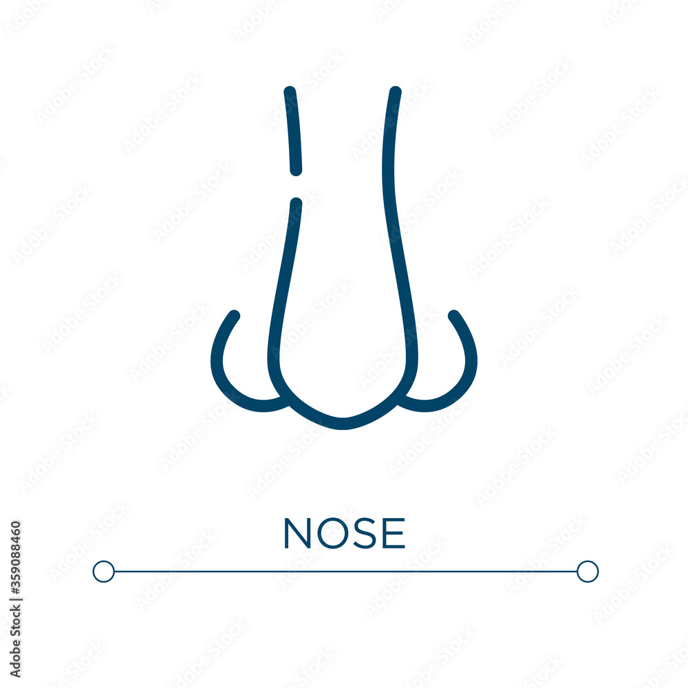 Poster nose icon. linear vector illustration. outline nose icon vector. thin line symbol for use on web and
