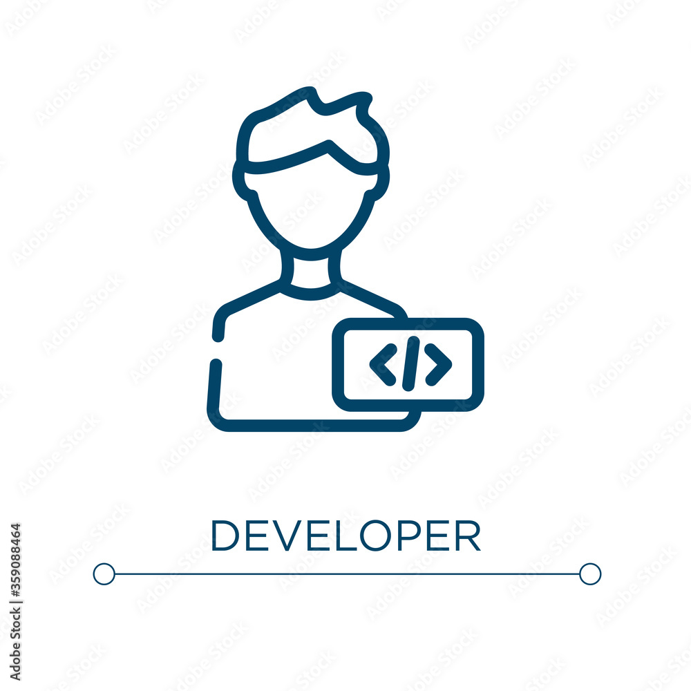 Poster developer icon. linear vector illustration. outline developer icon vector. thin line symbol for use 