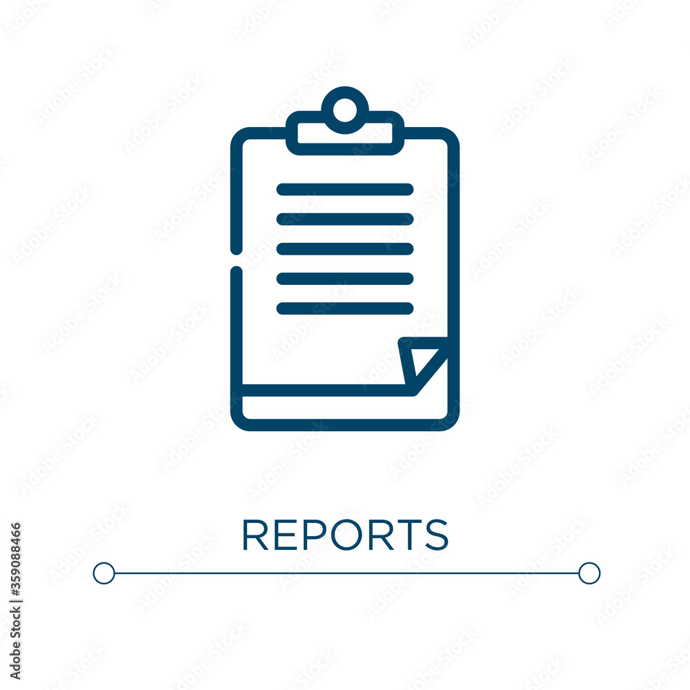 Poster reports icon. linear vector illustration. outline reports icon vector. thin line symbol for use on w
