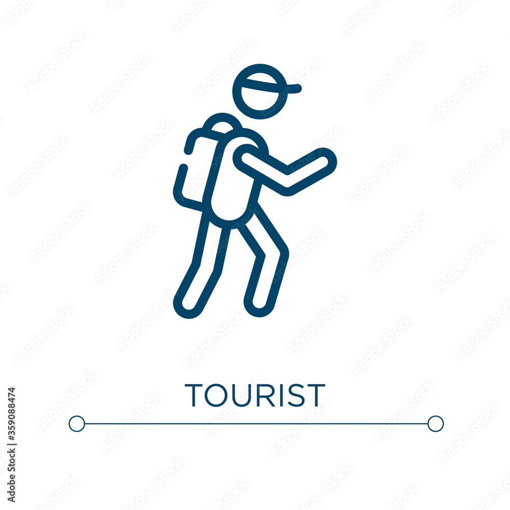 Aufkleber tourist icon. linear vector illustration. outline tourist icon vector. thin line symbol for use on w