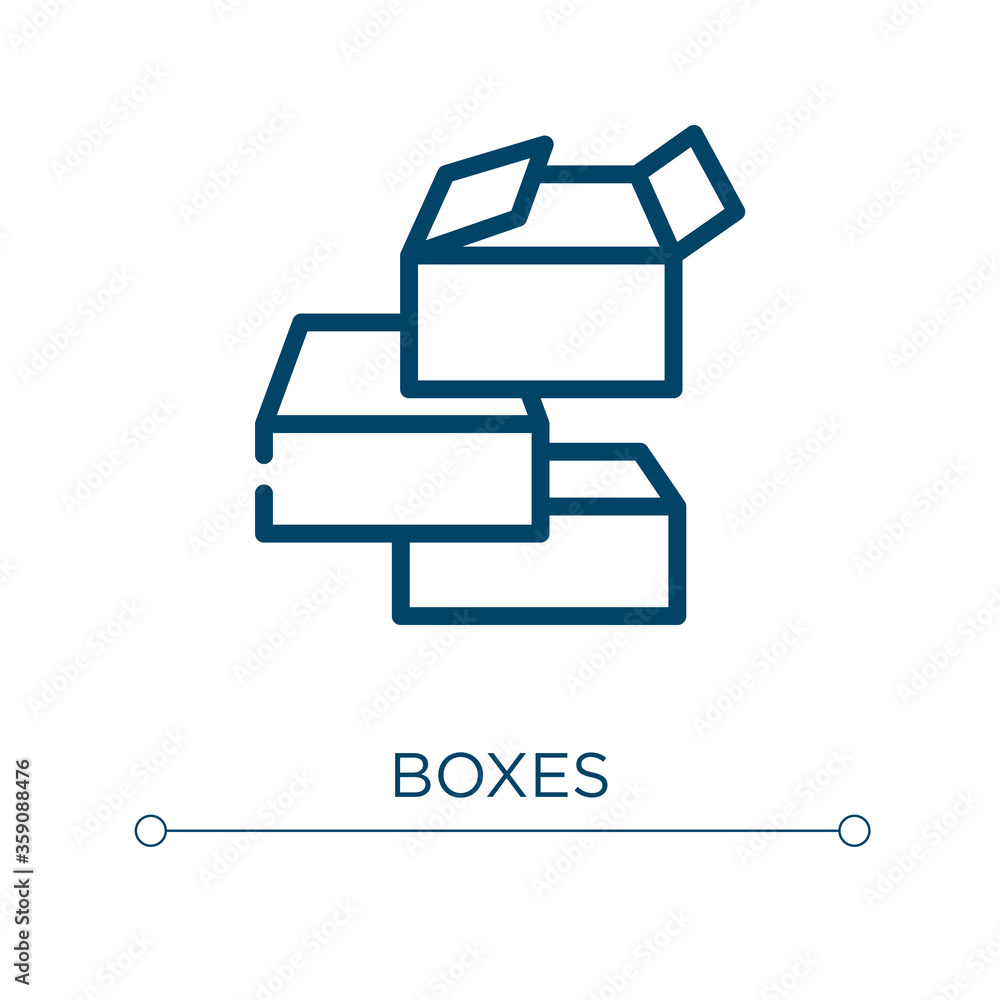 Aufkleber boxes icon. linear vector illustration. outline boxes icon vector. thin line symbol for use on web a