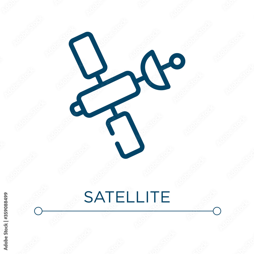 Poster satellite icon. linear vector illustration. outline satellite icon vector. thin line symbol for use 
