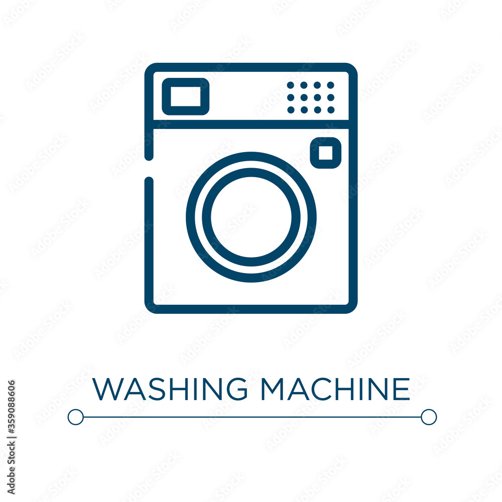 Poster washing machine icon. linear vector illustration. outline washing machine icon vector. thin line sym