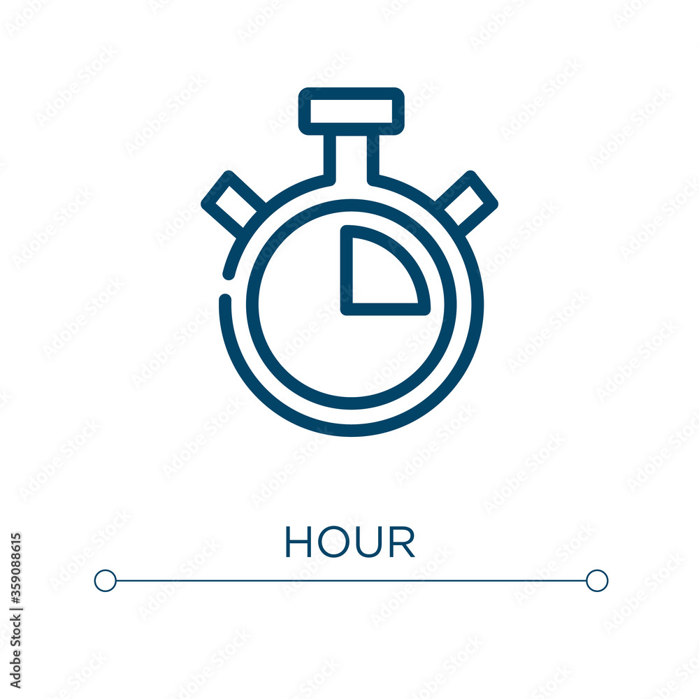 Poster hour icon. linear vector illustration. outline hour icon vector. thin line symbol for use on web and