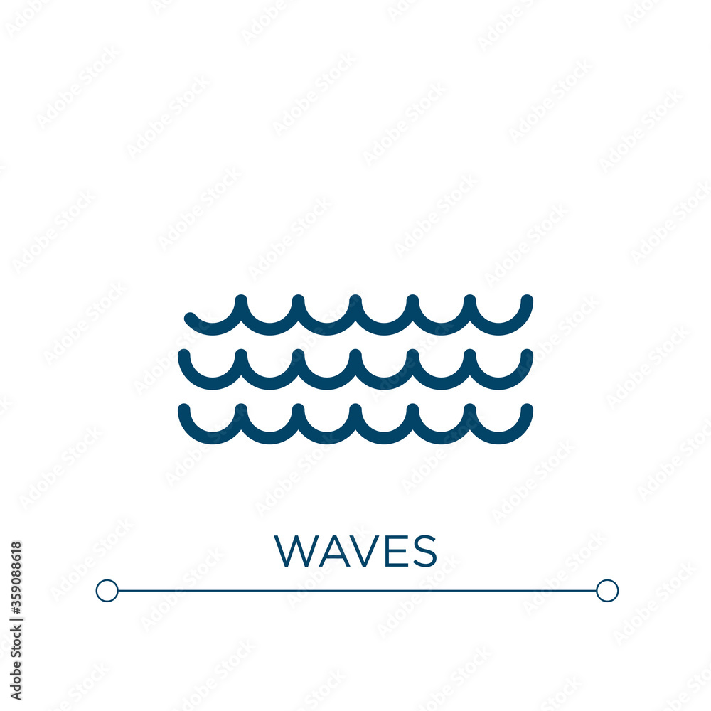 Poster waves icon. linear vector illustration. outline waves icon vector. thin line symbol for use on web a