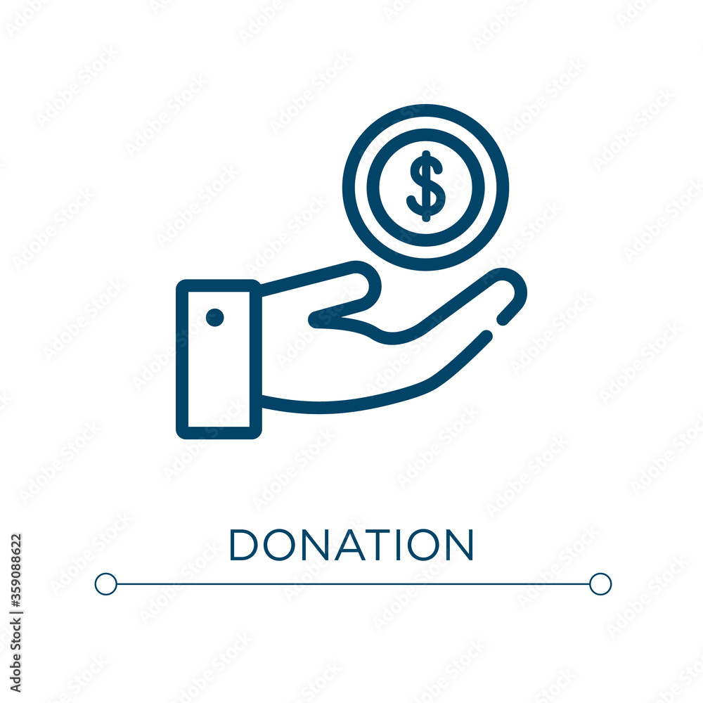 Poster donation icon. linear vector illustration. outline donation icon vector. thin line symbol for use on