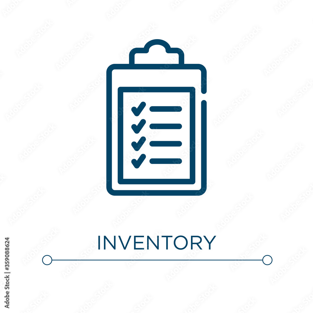 Aufkleber inventory icon. linear vector illustration. outline inventory icon vector. thin line symbol for use 