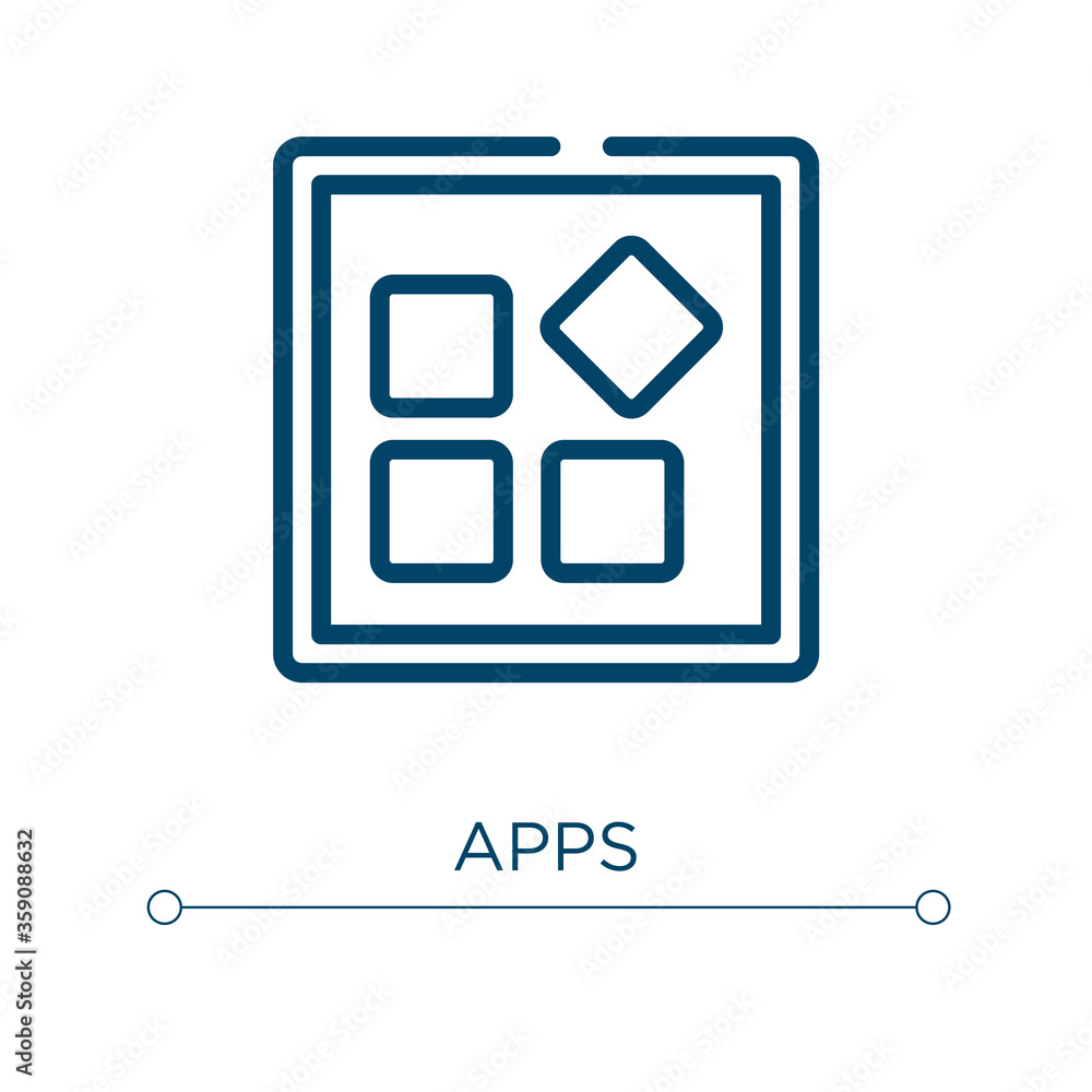 Poster apps icon. linear vector illustration. outline apps icon vector. thin line symbol for use on web and