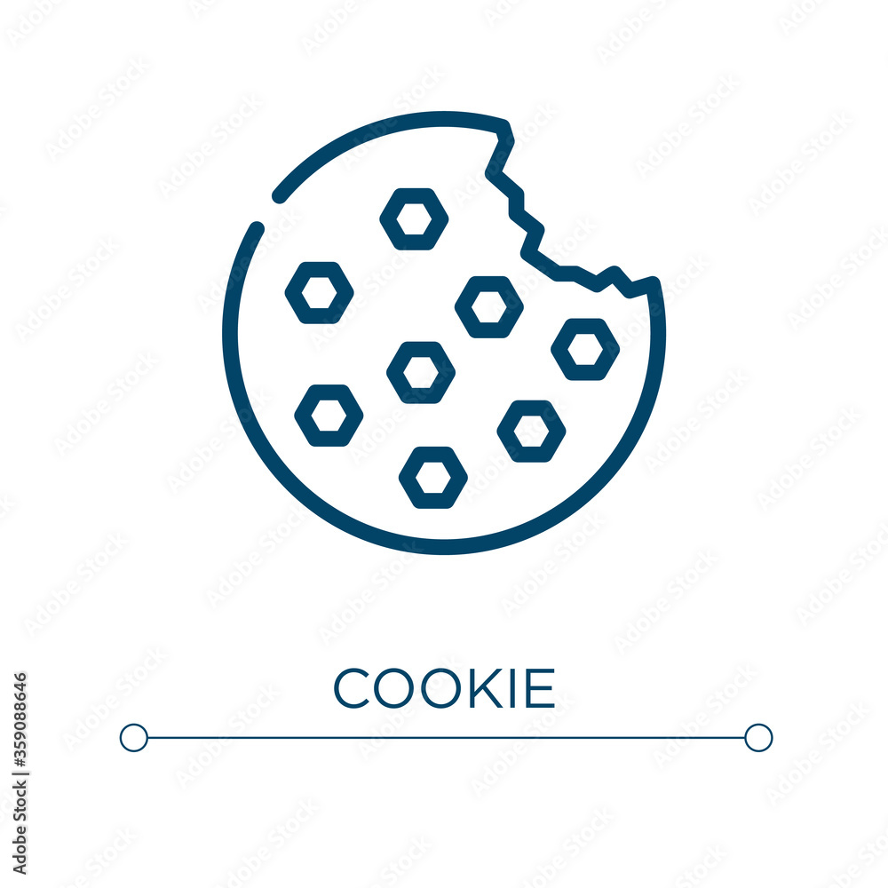 Poster Cookie icon. Linear vector illustration. Outline cookie icon vector. Thin line symbol for use on web and mobile apps, logo, print media.