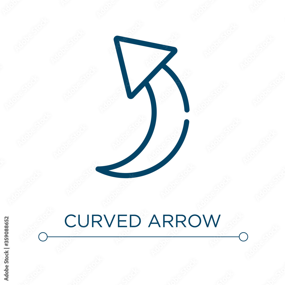 Poster curved arrow icon. linear vector illustration. outline curved arrow icon vector. thin line symbol fo