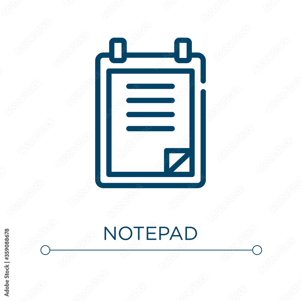 Poster notepad icon. linear vector illustration. outline notepad icon vector. thin line symbol for use on w