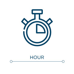 Hour icon. Linear vector illustration. Outline hour icon vector. Thin line symbol for use on web and mobile apps, logo, print media.