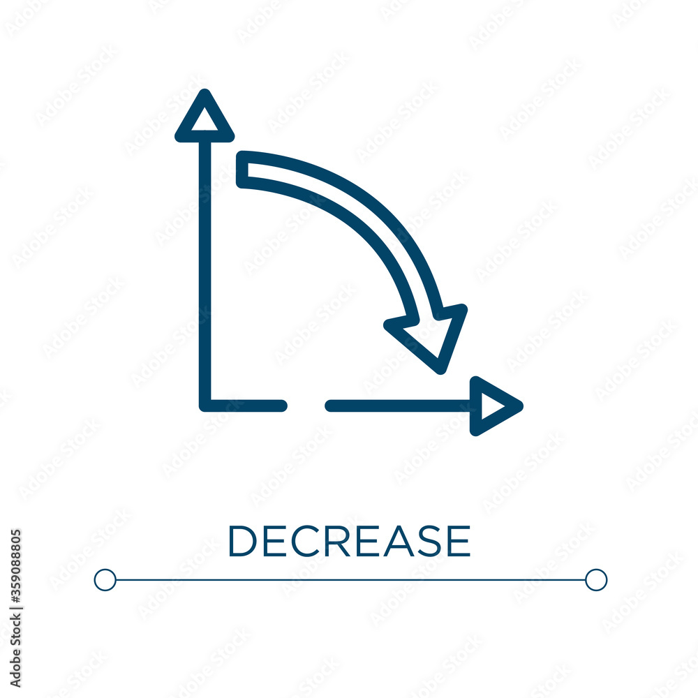 Poster decrease icon. linear vector illustration. outline decrease icon vector. thin line symbol for use on