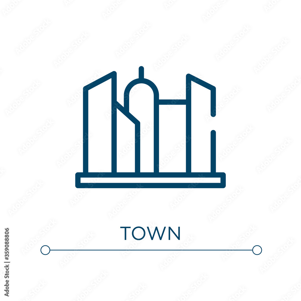 Poster town icon. linear vector illustration. outline town icon vector. thin line symbol for use on web and