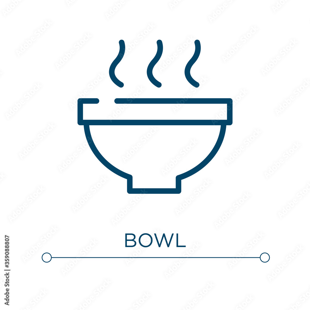 Poster bowl icon. linear vector illustration. outline bowl icon vector. thin line symbol for use on web and