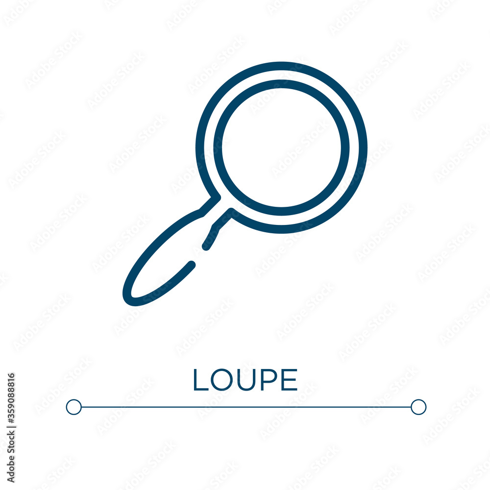 Poster loupe icon. linear vector illustration. outline loupe icon vector. thin line symbol for use on web a