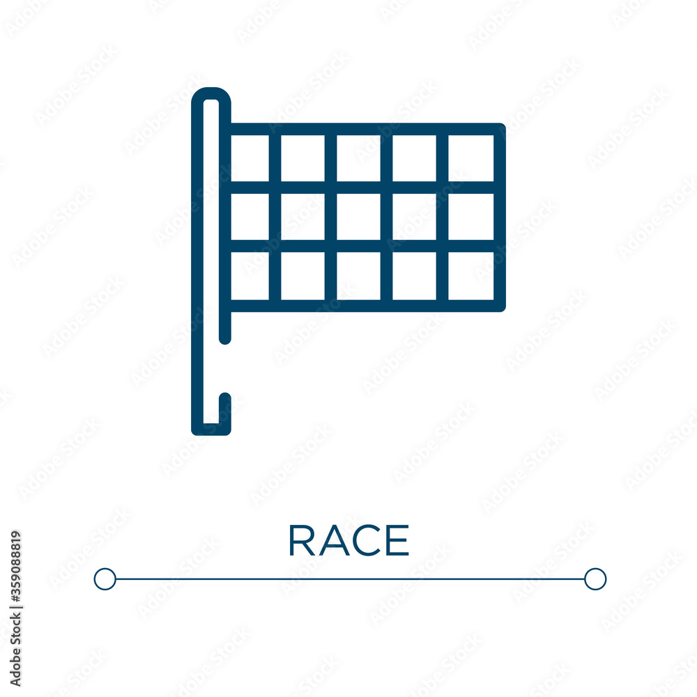 Poster race icon. linear vector illustration. outline race icon vector. thin line symbol for use on web and