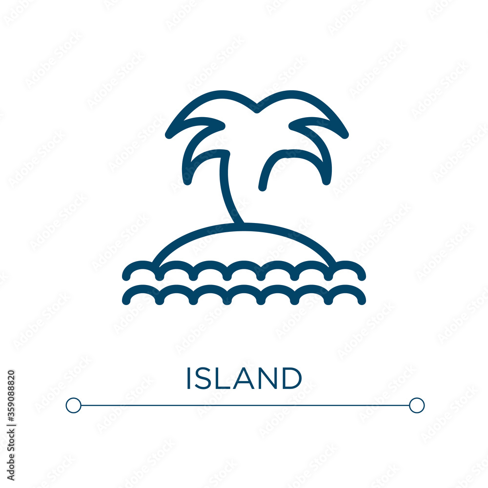 Poster island icon. linear vector illustration. outline island icon vector. thin line symbol for use on web