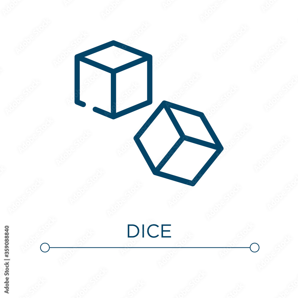 Aufkleber dice icon. linear vector illustration. outline dice icon vector. thin line symbol for use on web and