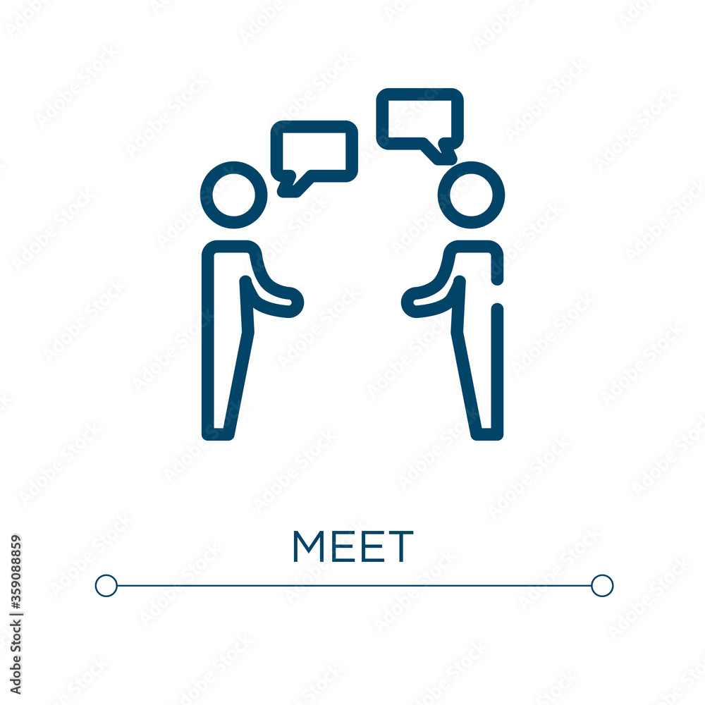 Poster meet icon. linear vector illustration. outline meet icon vector. thin line symbol for use on web and