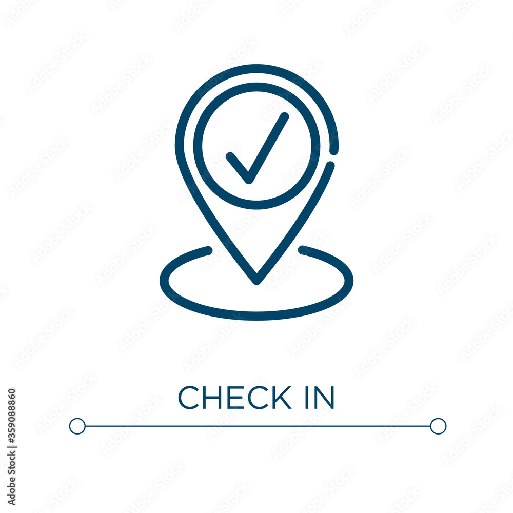 Aufkleber check in icon. linear vector illustration. outline check in icon vector. thin line symbol for use on