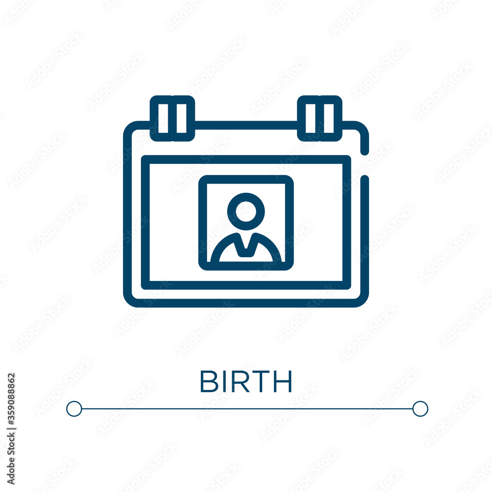 Poster birth icon. linear vector illustration. outline birth icon vector. thin line symbol for use on web a