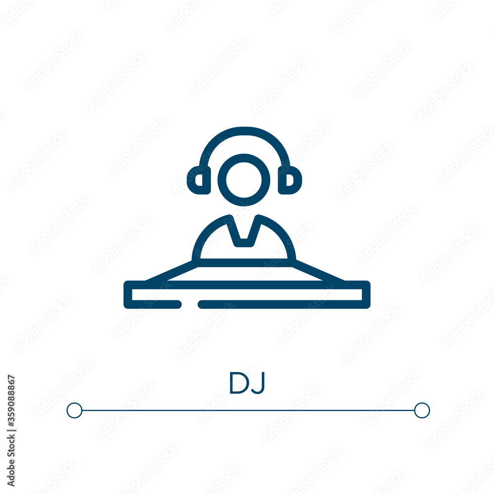 Poster dj icon. linear vector illustration. outline dj icon vector. thin line symbol for use on web and mob
