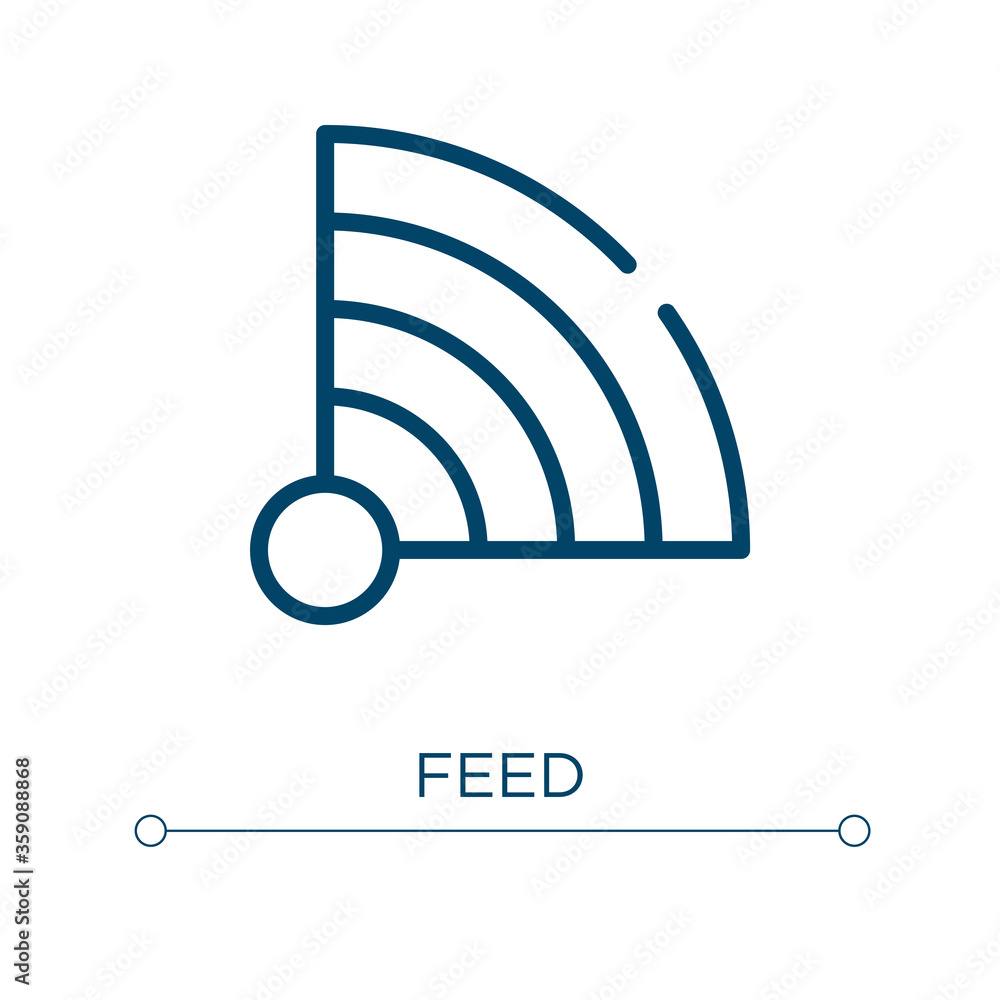 Poster feed icon. linear vector illustration. outline feed icon vector. thin line symbol for use on web and