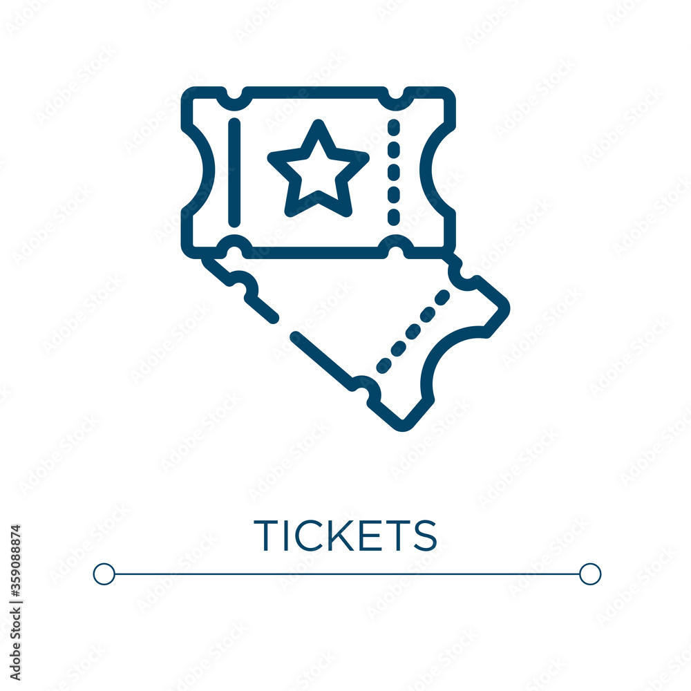 Poster tickets icon. linear vector illustration. outline tickets icon vector. thin line symbol for use on w