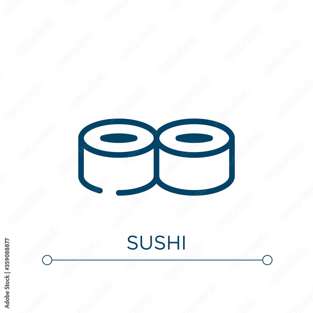 Poster sushi icon. linear vector illustration. outline sushi icon vector. thin line symbol for use on web a