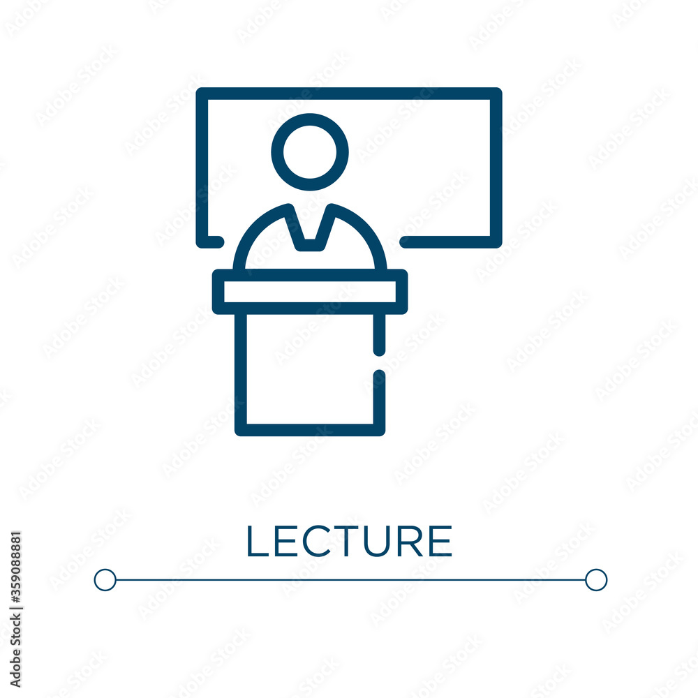 Poster lecture icon. linear vector illustration. outline lecture icon vector. thin line symbol for use on w