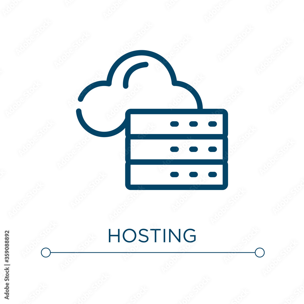 Poster hosting icon. linear vector illustration. outline hosting icon vector. thin line symbol for use on w