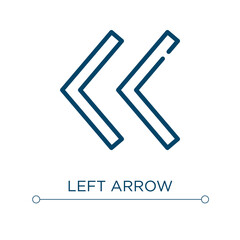 Left arrow icon. Linear vector illustration. Outline left arrow icon vector. Thin line symbol for use on web and mobile apps, logo, print media.