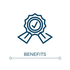 Benefits icon. Linear vector illustration. Outline benefits icon vector. Thin line symbol for use on web and mobile apps, logo, print media.