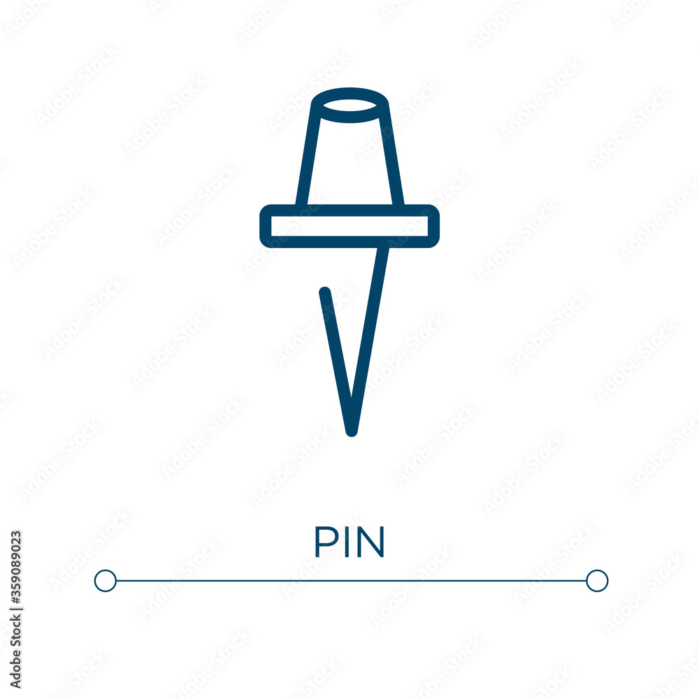 Poster Pin icon. Linear vector illustration. Outline pin icon vector. Thin line symbol for use on web and mobile apps, logo, print media.