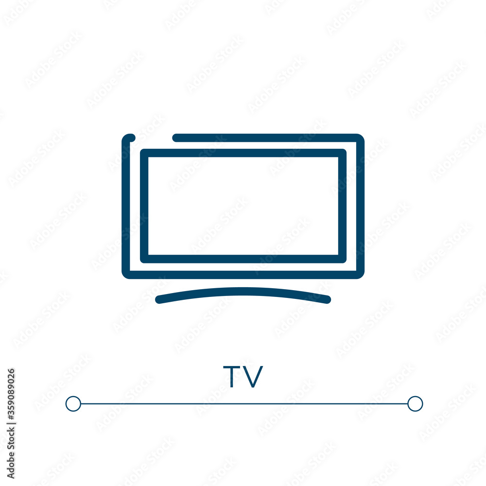 Aufkleber tv icon. linear vector illustration. outline tv icon vector. thin line symbol for use on web and mob