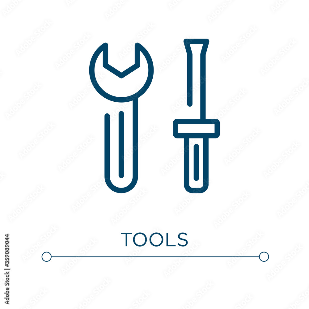 Poster tools icon. linear vector illustration. outline tools icon vector. thin line symbol for use on web a