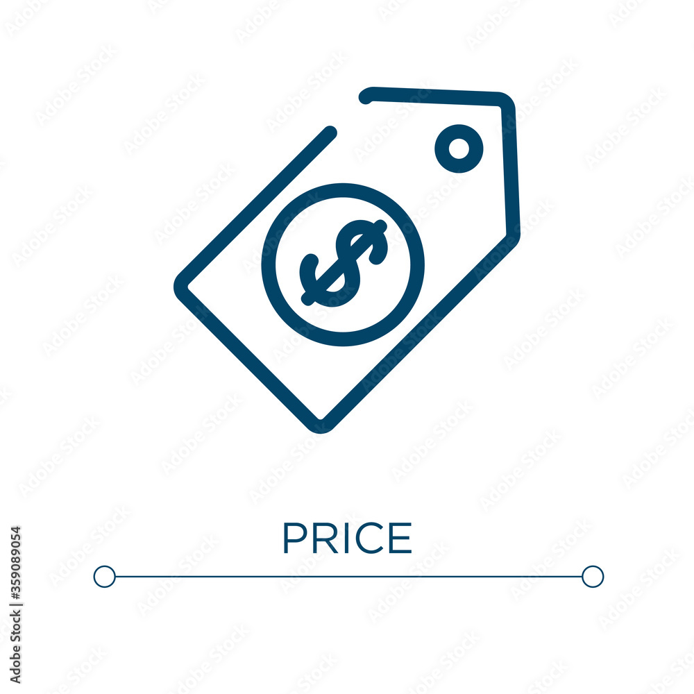Aufkleber price icon. linear vector illustration. outline price icon vector. thin line symbol for use on web a