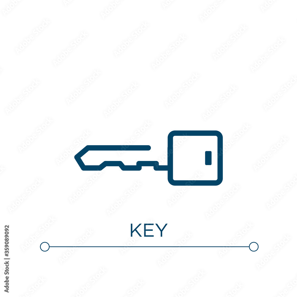 Aufkleber key icon. linear vector illustration. outline key icon vector. thin line symbol for use on web and m