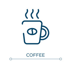 Coffee icon. Linear vector illustration. Outline coffee icon vector. Thin line symbol for use on web and mobile apps, logo, print media.
