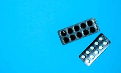 Medicine. Search for a cure for the virus. On a blue background.