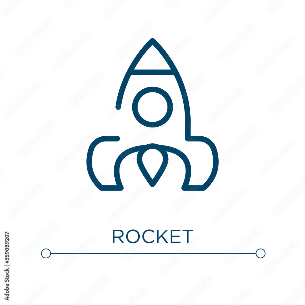 Poster rocket icon. linear vector illustration. outline rocket icon vector. thin line symbol for use on web