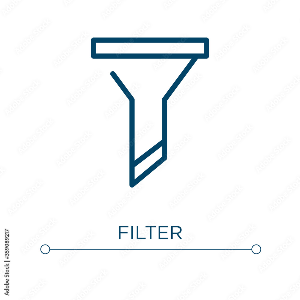 Poster filter icon. linear vector illustration. outline filter icon vector. thin line symbol for use on web