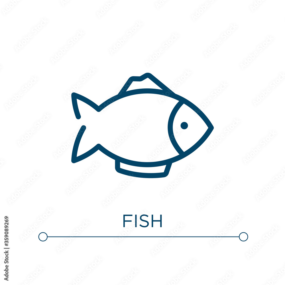 Poster fish icon. linear vector illustration. outline fish icon vector. thin line symbol for use on web and