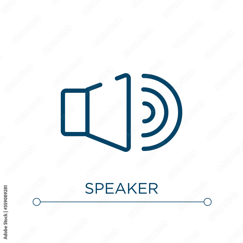 Poster speaker icon. linear vector illustration. outline speaker icon vector. thin line symbol for use on w