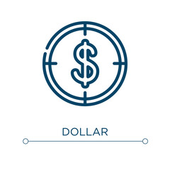 Dollar icon. Linear vector illustration. Outline dollar icon vector. Thin line symbol for use on web and mobile apps, logo, print media.