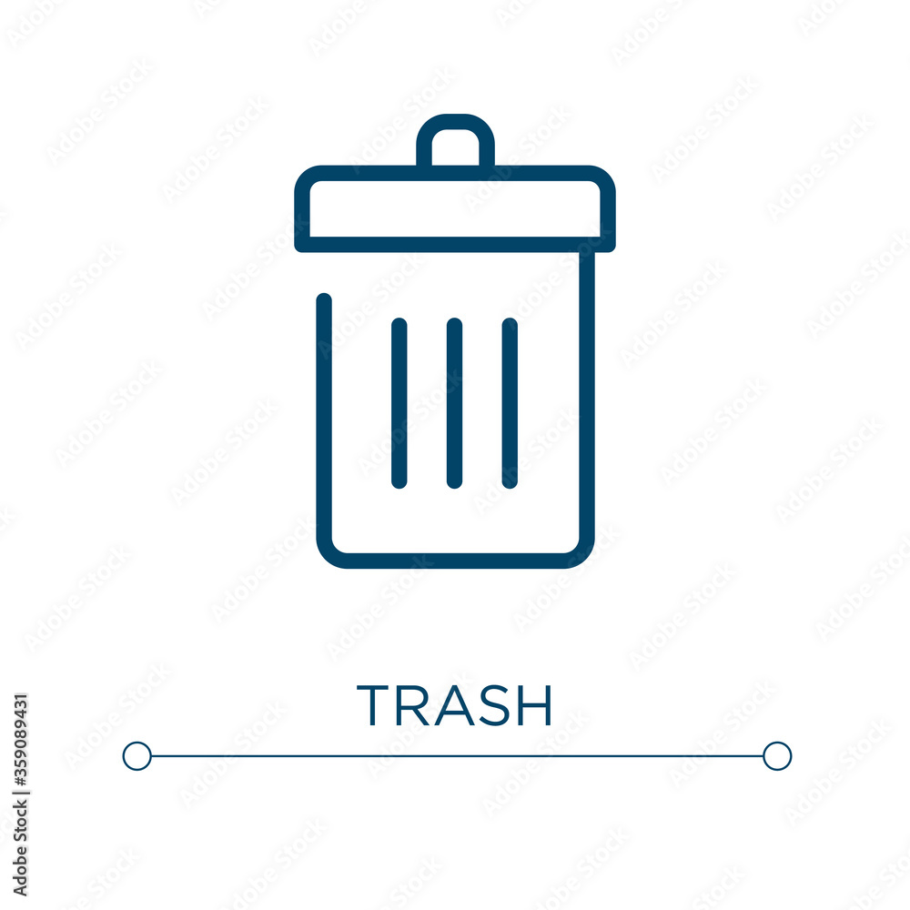 Poster trash icon. linear vector illustration. outline trash icon vector. thin line symbol for use on web a