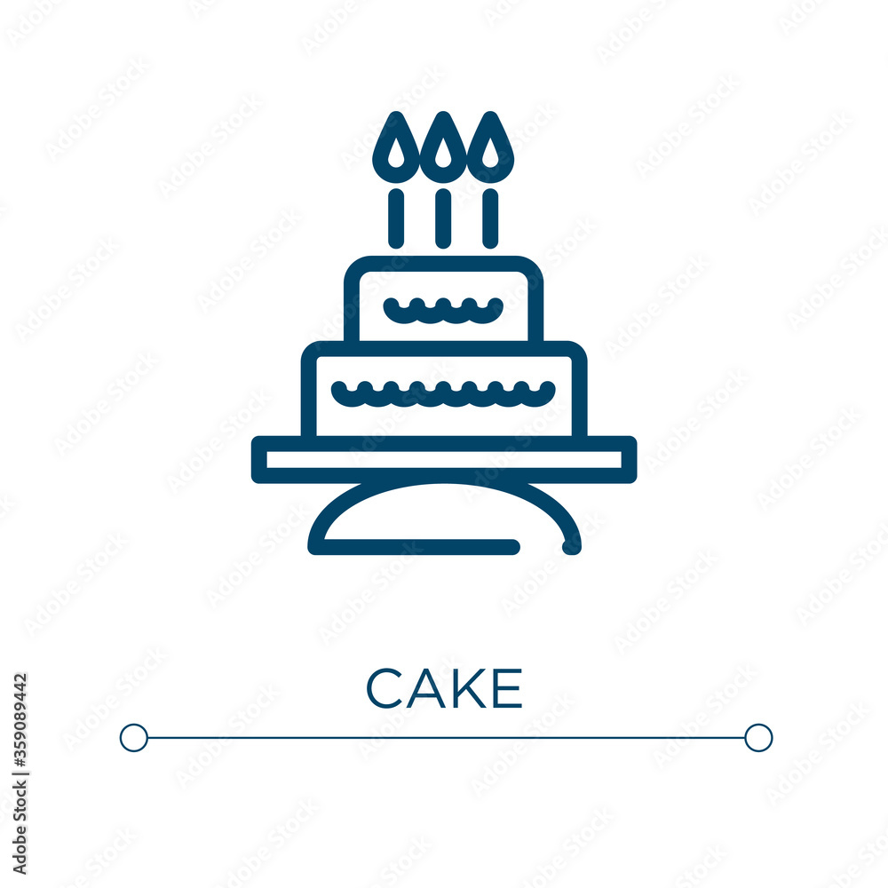 Poster cake icon. linear vector illustration. outline cake icon vector. thin line symbol for use on web and