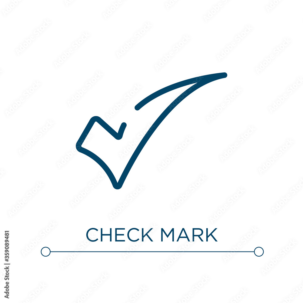 Poster check mark icon. linear vector illustration. outline check mark icon vector. thin line symbol for us